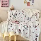 Cartoon Sanrio Plush Lamb Wool Blanket Hello Kitty Kuromi Warm Throw Bed Sheet