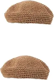 [WOFASHPURET] Straw Beret Fashion Beret People Women's Beret Sun Hat Beret Fashion Hat Ladies Beret Women's Hat Mushroom Hat Fall Hats for Women Beret Hat for Women Beret Cap Khaki
