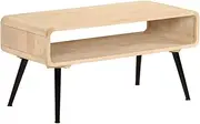 Coffee Table, Wood Mango for Living Room Use, Modern Rustic Sturdy Steel Frame, Storage Tables 95x40x45 cm