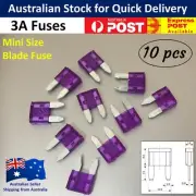 10pcs / 3 Amp Mini Blade Fuse - Purple Car Truck Auto Fuses 3A