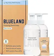 Hand Soap Duo, 2 Refillable Glass Foaming Hand Soap Dispensers with 8 Refill Tablets, Variety Scents, 8 x 9 Fl oz