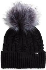 The North Face Youth Oh Mega Faux Fur Pom Beanie Black One Size