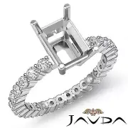 Diamond Engagement Eternity Style Ring Emerald Semi Mount 14k White Gold 0.8Ct