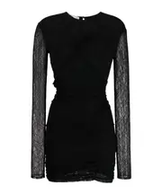 Chantilly-lace ruched minidress IT44 Black