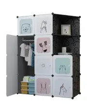 [SOGA] 10 Cubes Portable Wardrobe Foldable Closet with Doors in Black
