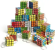 THE TWIDDLERS - 30 Mini Keyring Puzzle Speed Cube Fidget Toys, 3 x 3 - Perfect as Party Bag Fillers for Children, Key Ring Brain Teasers Multipack Classroom Rewards Prizes - 3 cm
