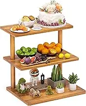 HURZMORO 3 Tier Serving Trays, Wooden Three Tiered Appetizer Serving Stand, Party Platters for Display, Desert and Fruit Tray