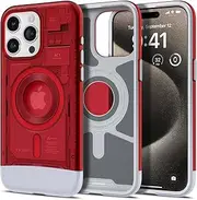 [Spigen] Classic C1 MagFit for iPhone 15 Pro Max Case, Compatible with MagSafe Magnetic Ring, Air Cushion TPU Bumper Technology Modern Feel Detail Design Raised Edges Cover - Ruby