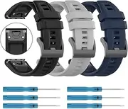 (3 Pack) T Tersely 22mm Sport Band Compatible with Garmin Fenix 5/6/7,Tactix 8/ Fenix 8/E 47mm, Quickfit Replacement Strap for Fenix 6 Pro GPS, Soft Silicone Wristband for Forerunner 935/945/955/965