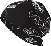 [ZaKhs] Pastries On Chalkboard Print Beanie Hat Winter Warm Knit Hat Soft Skull Cap for Women Men Black, Black, One Size