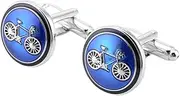 [JYHLSHBA] Cufflinks For Men 1 Pair Of Brass Cufflinks Round Bicycle Red Yellow And Blue Lacquered Men'S French Cufflinks