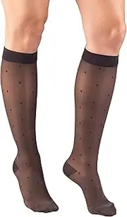 Truform Sheer Compression Stockings, 15-20 mmHg, Women's Knee High Length, Dot Pattern, Charcoal, Small