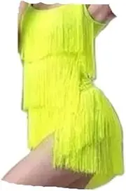 [Generic] Girls Women Modern Ballroom Latin Dance Dress Tassel Fringe Salsa Tango Dance Costume Red Black Performance Stage Wear