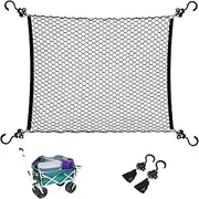 Cargo Net for Beach Cart, Car Cargo Nets for Utility Folding Wagon, Garden Cart, Folding Trolley Cart with Storage Bag, Made of Heavy Duty Nylon Net / 38"X32"