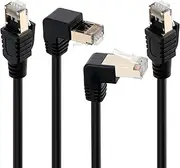 Cat 7 Ethernet Cable 0.6 Feet (2 Pack), 90 Degree (Right Angle UP + Right Angle Down), CAT7 RJ45 LAN Network Patch Cord, SFTP Shielded Foil Twisted Pair, 10Gbps, 600Mhz, Compatible with CAT6A CAT6 CAT