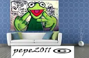 A0 Canvas street art painting Graffiti urban naugty kermit green frog