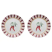 2PK Porto Cucina Porcelain Round Serving Platter Dish Serveware 30cm Chilli