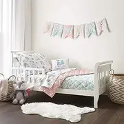 Levtex home Baby - Fiona Toddler Bed Set - Pink, Aqua, White - Woodland Forest Theme - 5 Piece Set Includes Reversible Quilt, Fitted Sheet, Flat Sheet, Pillow Case, Decorative Pillow, Multi