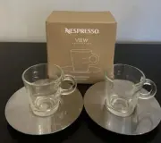 NEW NESPRESSO VIEW COLLECTION VIEW ESPRESSO Set Of 2 Espresso Cups & 2 Saucers