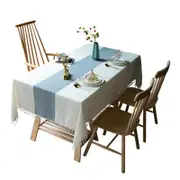 Catzon Cotton And Linen Tassel Small Square Tablecloth Decoration-Blue