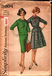 VTG Simplicity 3604 Size 12 Bust 32 Ms' & Jr Dress & Skirts Sewing Pattern Uncut