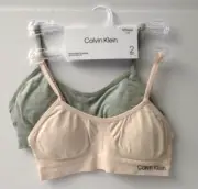 Calvin Klein girls 2 seamless bralette size M 7/8 pink and heather gray