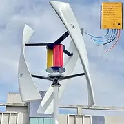 2500W / 3000W Vertical Axis Wind Turbine 12V / 24V / 48V 3 Blades Low Noise Home Wind Turbine Generator Kit with MPPT Controller Maglev Wind Turbine with an Inner Blower, for Street,3000w,24V