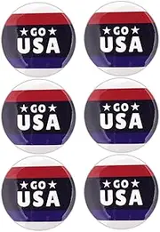 Go USA Soccer Pinback Buttons, Patriotic Sports Fan Pins, Team Pride Accessory, 2.25 Inches (Pack of 6), 2.25", Plastic, no gemstone