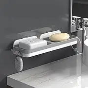 Soap Dish Tray, Double Layer Draining Soap Holder, Detachable Soap Container Box for Bathroom Shower, Kitchen Sink Dish Sponge Holder, Drainer Soap Case