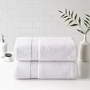 Madison Park Signature 800GSM 100% Cotton Luxurious Bath Towel Set Highly Absorbent, Quick Dry, Hotel & Spa Quality for Bathroom, Bath Sheet 34" x 68", White 2 Piece