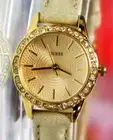 Guess W0582L1 Mini Golden Rhinestones Dial Leather Band Women Watch NEW