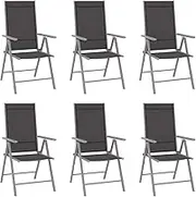Folding Garden Chairs 6 pcs Textilene Black Patio Seating