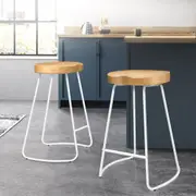 4x ALFORDSON Bar Stools Tractor Vintage 65cm White