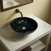 Labradorite Stone Wash Basin Sink, Marble Sink Round, Wash Basin Sink, Decor