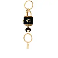 在飛比找momo購物網優惠-【COACH】C Logo 鎖頭及鑰匙吊飾/鑰匙圈(黑色)