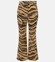 [Stella McCartney] Stella McCartney Tiger-print wool-blend flared pants AU 2 multicoloured