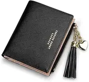 [Chic Boutique De Mode] Wallets For Women Credit Card Holder Slim Coin Purse Thin Large Capacity Zip Clutch Cute Minimalist Leather Cell Phone Case For Girls Ladies (Black/Small)