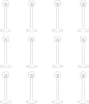 [Briana Williams] Clear Cartilage Earring-12pcs 16G Clear Acrylic Bioflex Tragus Retainer Lip Rings Nose Studs Labret Monroe Ear Helix Earring Clear 6mm/8mm/10mm/12mm