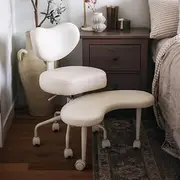 [Pipersong] Meditation Cross Legged Chair PRO, ADHD Chair with Height Adjustable Backrest, Criss Cross Desk Use with Footrest and Wheels for Home Office, Flexible Design for Fidgety Sitters, Ivory