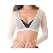 Seamless Arm Shaper Short Cropped Navel Mesh Cardigan Plus Size Arm Shaper White L