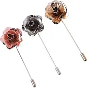 [CM] COSMOS Pack of 3 Men's Suit Metal Rose Lapel Flower Pin