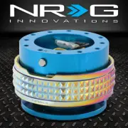 NRG 6-BOLT ALUMINUM STEERING WHEEL QUICK RELEASE GEN 2.1 BLUE/NEO CHROME RING