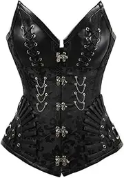 [SWEPER] Women'S Bustier Corset Top - Steampunk Corset Sexy Bustier Top Gothic Leather Corset Overbust Corselet Shaper Women Body Shapewear Slimming Belly Sheath