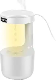 Anti-Gravity Humidifier Water Droplets Flow Backwards 36dB White Noise Quiet Air Humidifier with Night Light Desktop Humidifier with LED Time Display 800ML Water Tank for Office Bedroom