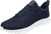 [Generic] Sneaker Insoles Men Summer New Pattern Simple Solid Mesh Breathable Comfortable Lace Up Shoes Sneaker Crease Shield Men (Navy, 43)
