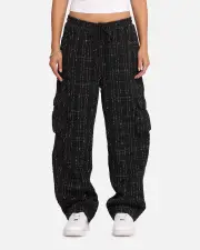 [XXIII] Xxiii Boucle Tweed Cargo Pants Black - Size XL XL Black