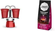 Bialetti - Mini Express Set, Includes Coffeemaker, 2 Cup (90ml), 2 x Cups, Aluminium, Red, Not Suitable for Induction with 1 kg Medium Roast Coffee Beans Esperto Grani, Pregiato Flavour