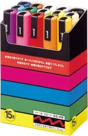 Uni Posca Paint Marker GENUINE Medium Point BOX OF 15 (PC-5M15C) FREE SHIP JAPAN