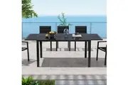 Dreamo Expandable Black Marble-Look Outdoor Dining Table for 6-8 Person