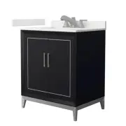 Wyndham Collection WCH515130S-QTZ-US3MXX Marlena 30" - Black / White Quartz Top